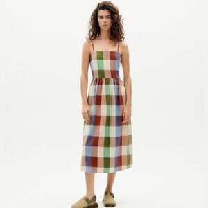 Thinking Mu 100% cotton Paola Madras Plaid/Check dress